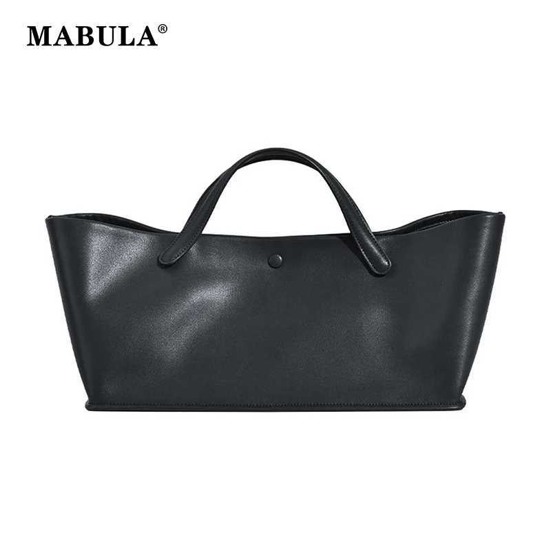 MABULA Simple Cowhide Commuter Large Capacity Handbag High Quality Leather Womens Bag Elegant Bolsa Z250328