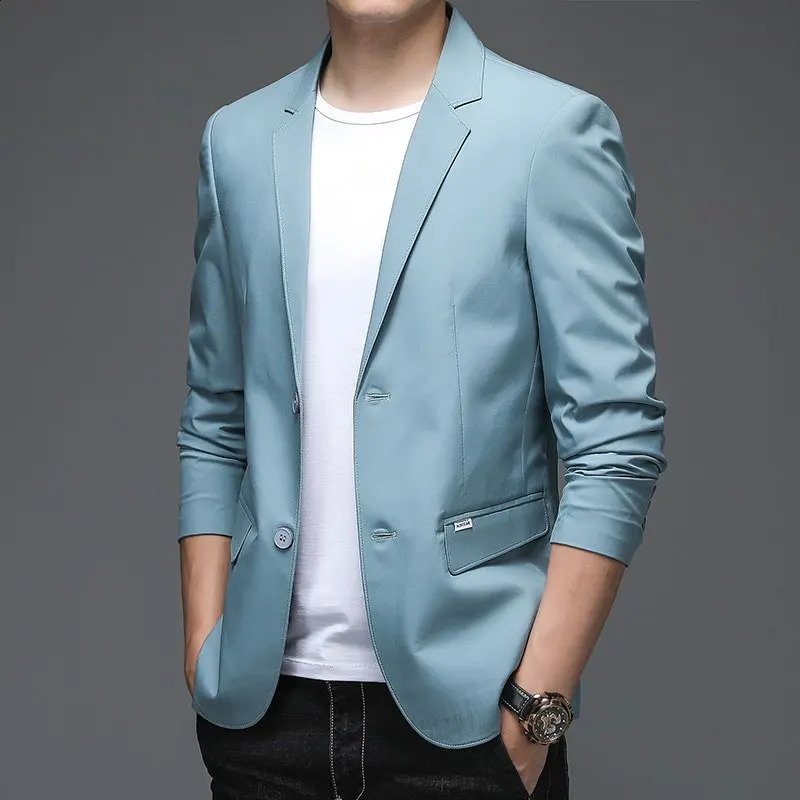 high-quality casual and fashionable handsome all fashion business boutique thin solid color mens single set jacket Terno Slim Fit 250326BJ