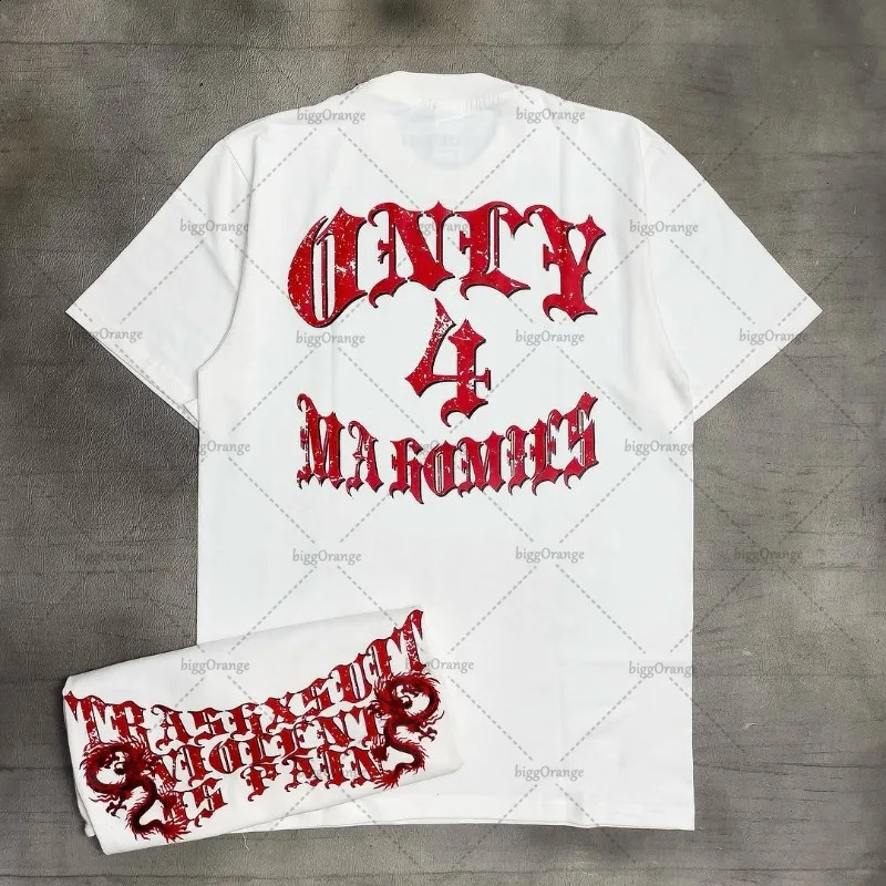 American street hiphop letter retro casual loose Tshirt mens Harajuku Y2K punk fashion version ultrafine cotton top womens 250322Z