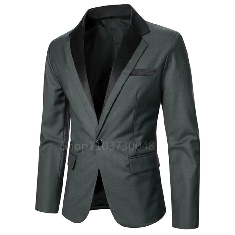 XS-6XL gray mens jacket limited to outerwear smart casual single button lapel jacket official business/wedding promotion jacket 250326