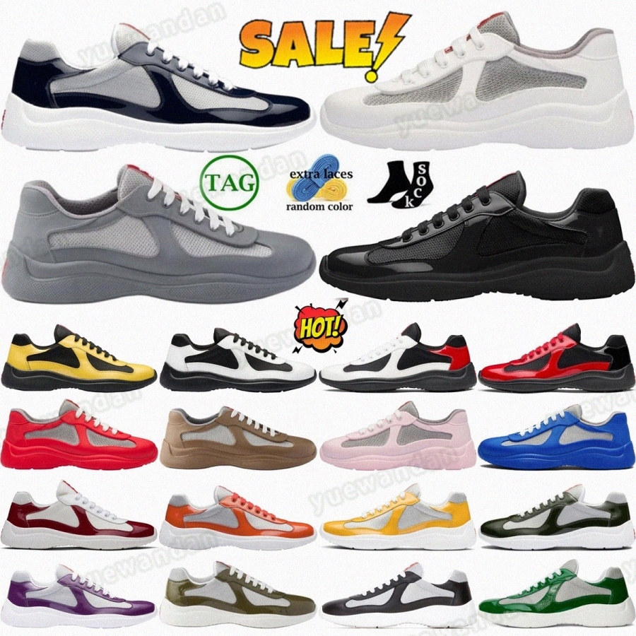 Designer cups shoes sneakers Americas Cup sneaker Black Royal Blue Silver Red Gold White Grey Mango Silver Tech Fabric mens menV5pB#-image-958227664