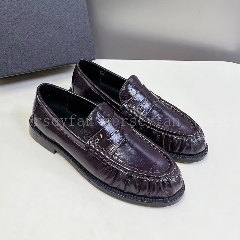 Top Quality Women Loafers Leather Shoes Gold/Silver Letter Casual Shoes With Box/Dust Bag