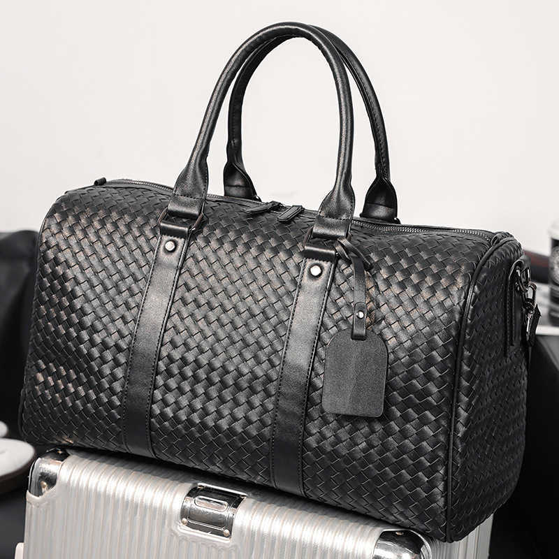 Handwoven Korean version large capacity travel bag casual short distance handbag Fashion fitness bag single shoulder large bag X250329-image-1043768025