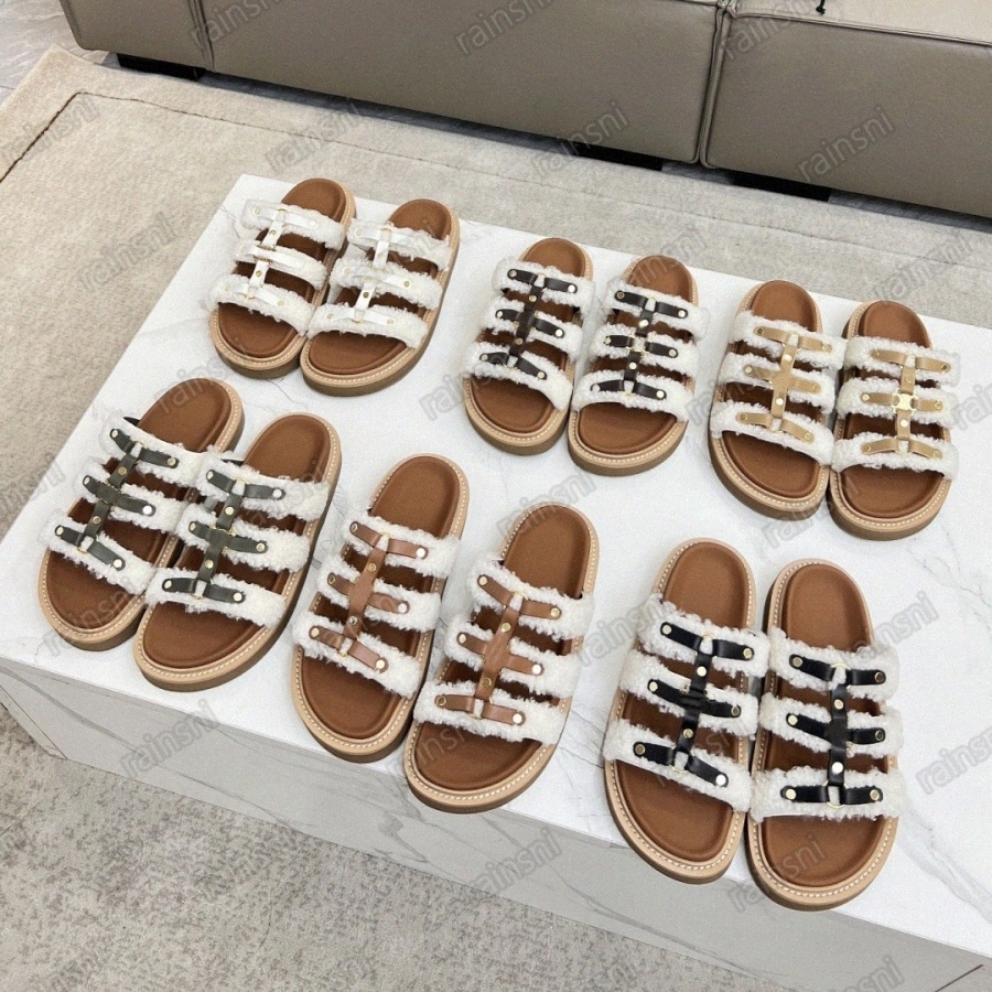 Designer Tippi Gladiator Slide Slides Slipper Women Slippers Womens Sandal Leather Sandals Luxury Beach Flat Summer Platform Pool Mule Loafer Lad-image-987372658