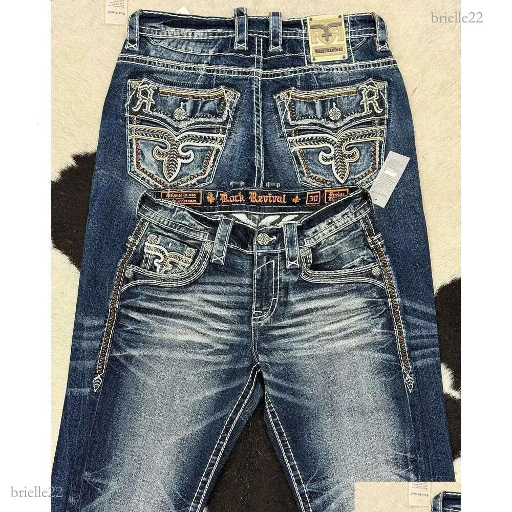 Men'S Jeans Y2K Mens Leaf Booties American Street Retro Embroidery Loose Casual High Waist Wide Leg Washed Pants 240722 Drop Delivery Otgzi