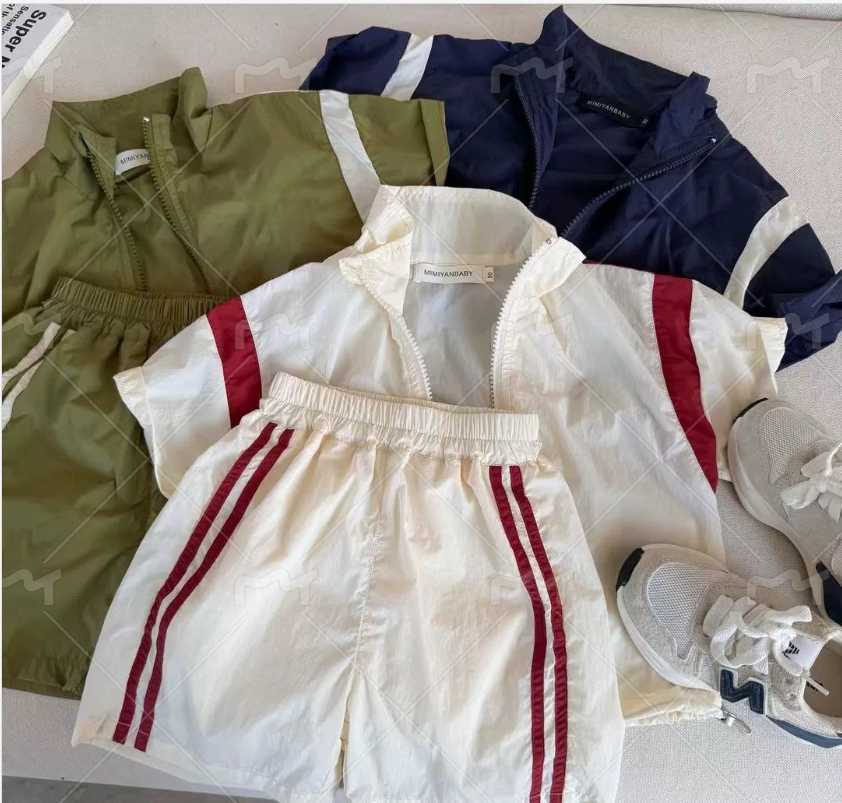 Clothing Sets Boys 2025 Summer New Boys And Girls Color Contrast Children's Set Sun Protection Short-sleeved Baby Shorts Sports Two-piece Tr