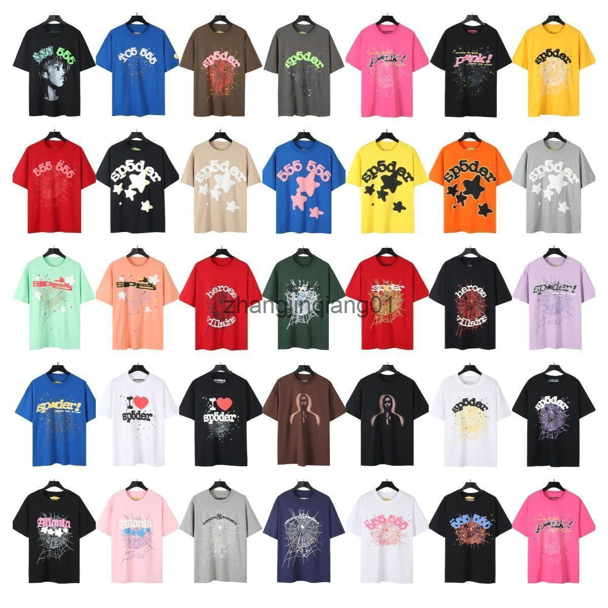 Designer Spider Shirt Fashion Brands Foam Printing Summer New Short Sleeve Mens Womens Black Green Blue Pink Oversized Loose T Shirt Tees Sweat T