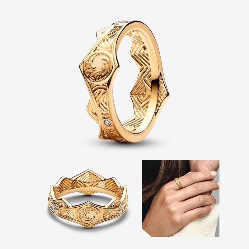 Golden Dragon Crown Ring 18K Yellow Gold Stacking RING For Women Gift Jewelry Set Designer Rings with Retail Original Box Top Quality Wholesale