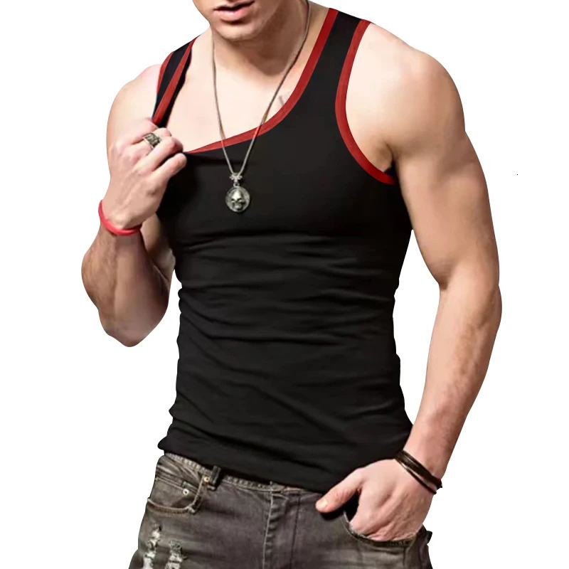 Quick drying breathable mens solid color sleeveless vest elastic fitness summer fashion top M3XL 250322Z
