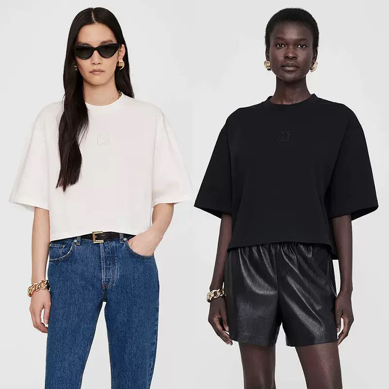 Pure Cotton Short Embroidery Tee Short Sleeved Women Designer Soft Loose T-shirts High Quality T Shirts Tops-image-838241431