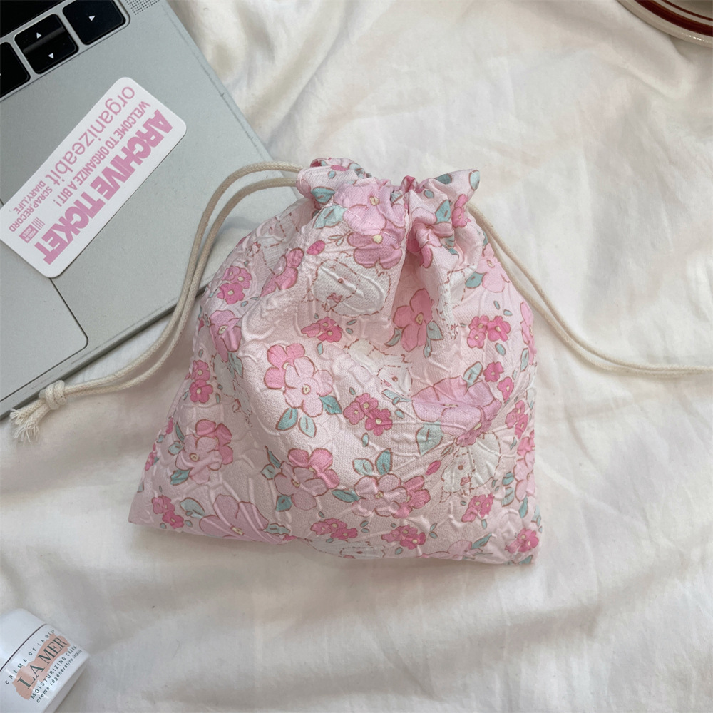 I58 canvas contrast color cosmetic bag cotton cloth solid color simple