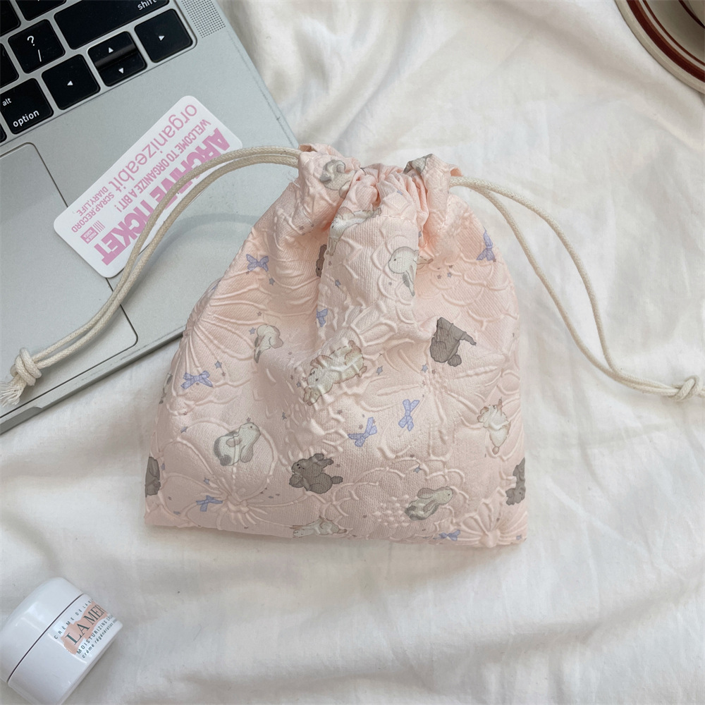 I56 Large canvas contrast color cosmetic bag cotton cloth solid color simple