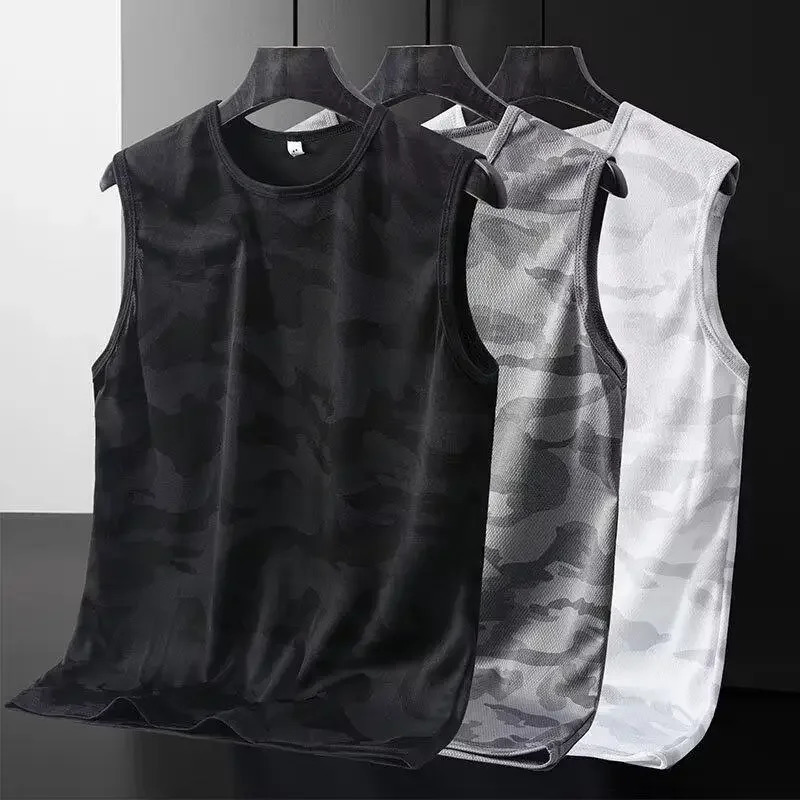 2024 mens camouflage vest ice thin quick drying sports Tshirt youth summer fashion uniform 250322Z