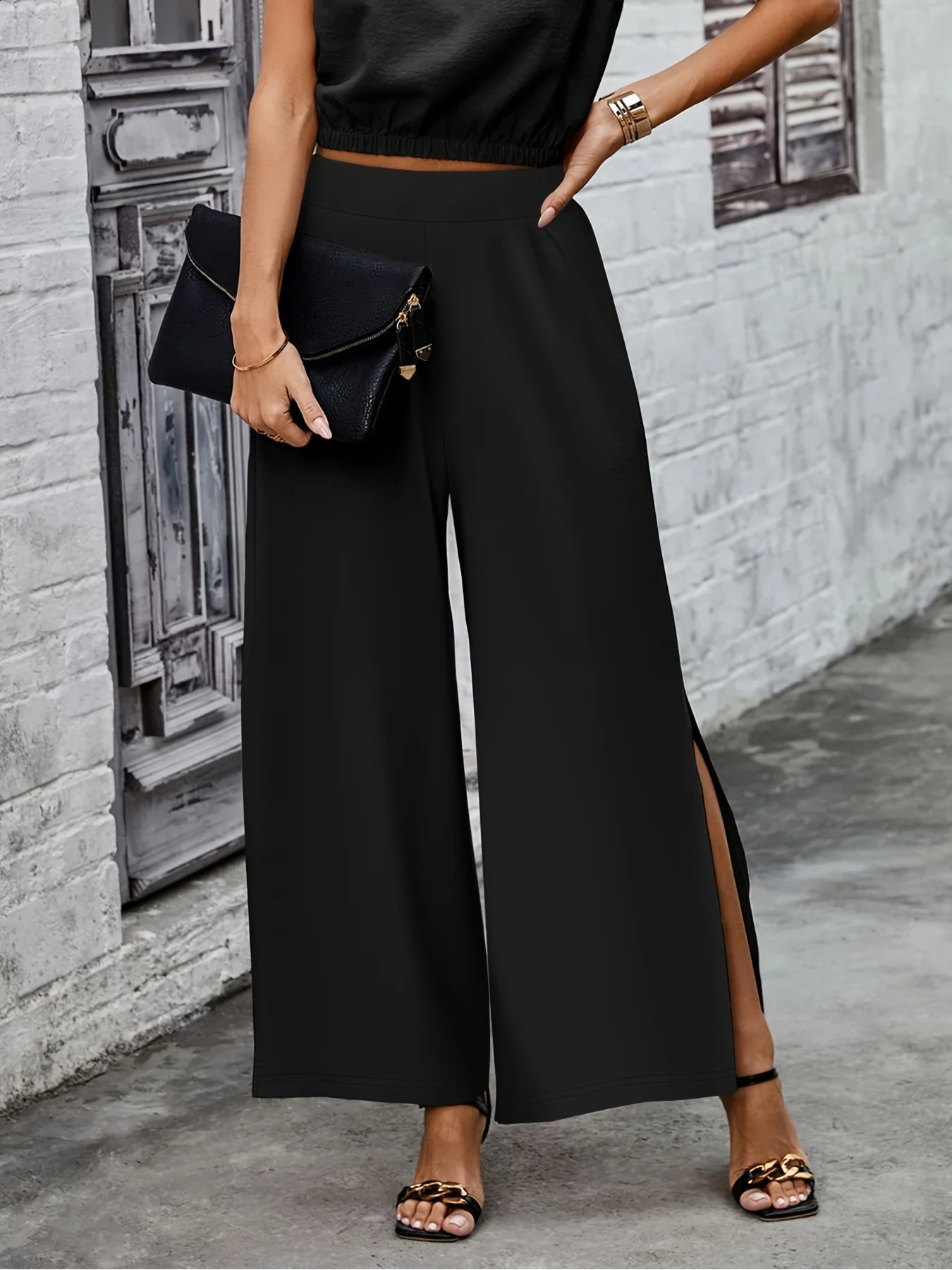 Autumn and winter womens plus size UK street stitch fashionable solid color loose pants 250326BJ