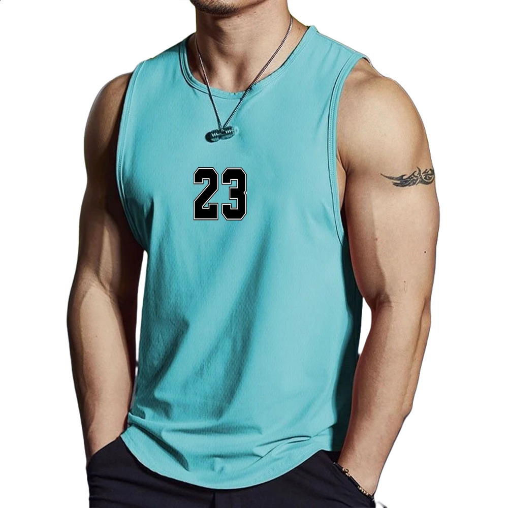 mens quick drying breathable vest for summer 2024 used casual basketball fitness training running loose fitting sleeveless top 250322Z