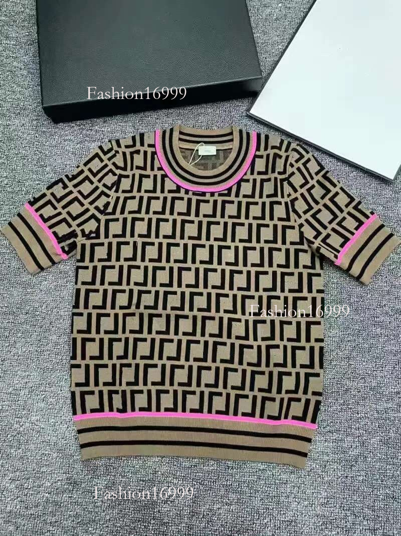 Designer Knit T-Shirt: Phosphor F Print, Short Sleeves, 2024 Fashion Bf297