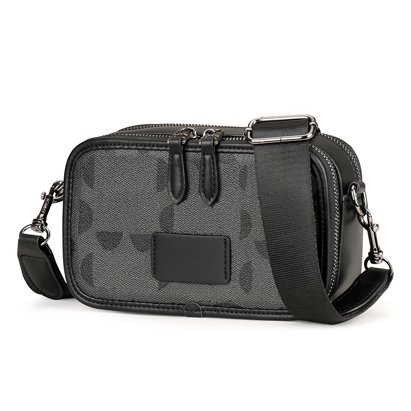 Sac à bandoulière de ceinture de marque de marque pour hommes, sac d'appareil photo noir en charbon de bois, sacs d'embrayage cross body qigsui99