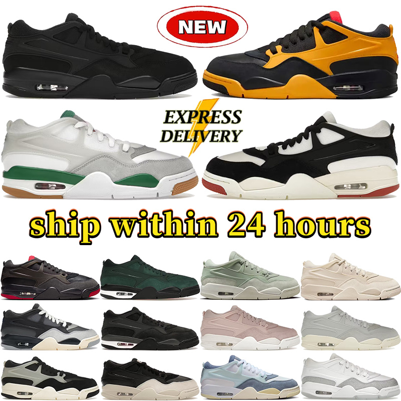 Coupe basse 4S Baksetball Chaussures pour hommes Femmes Designer 4 RM Sneakers Black Cat Sail Pine Green Blanc Metallique Silver Bruce Lee Bred O