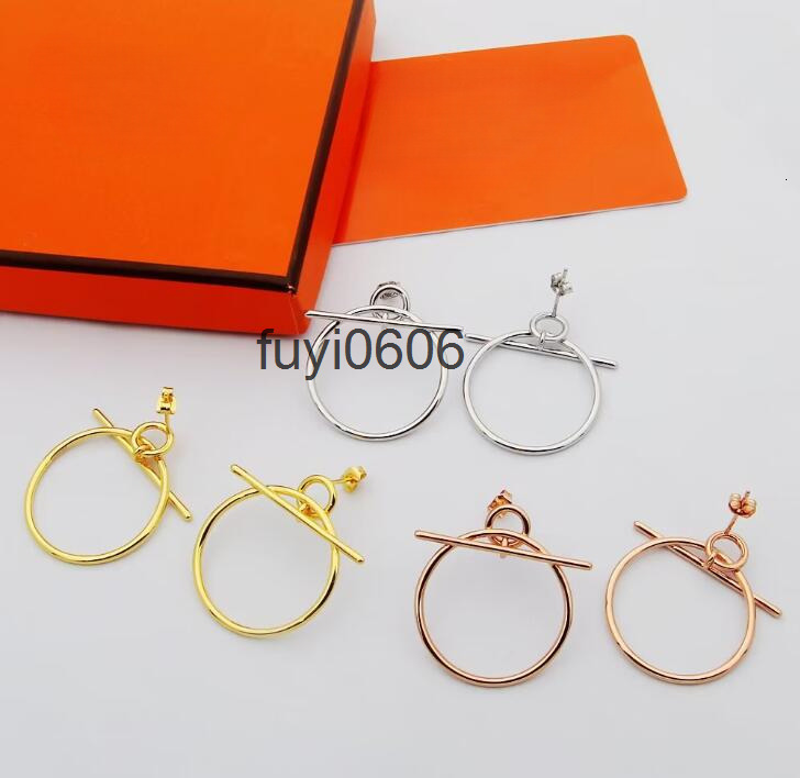 Luxury T Lock Hoop Earrings Brand Designer Pig Nose S925 Sterling Silver Big Round Loop Cross Stick Charm Earrings For Women Jewelry Party Gift
