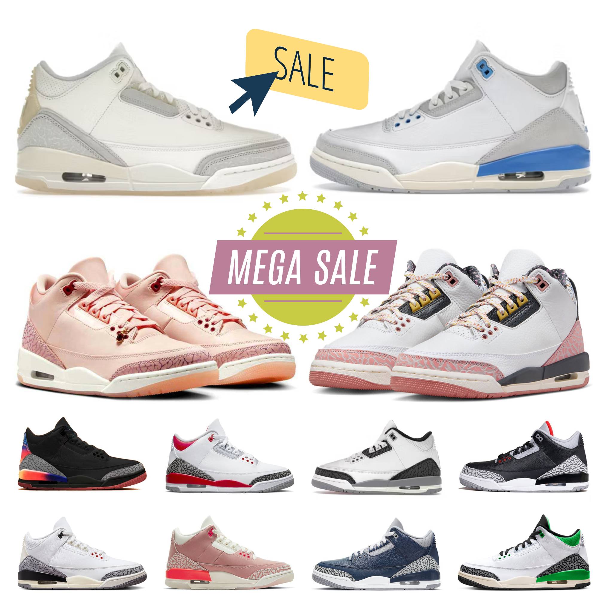 2025 Designer shoes 3 basketball shoes for men women 3s Valentine's Day White Sail Cement Grey Diffused Blue Lucky Shorts Craft Ivory Vintage F