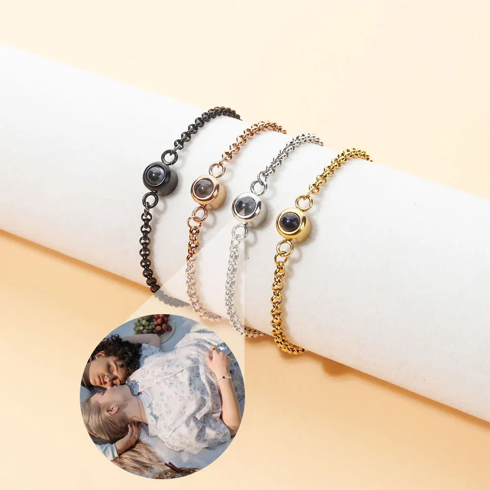 Custom with Inside Stainless Steel Personalized Projection Memory Po Customized Bracelet designer bracelet women luxury jewelry gold mens bracele