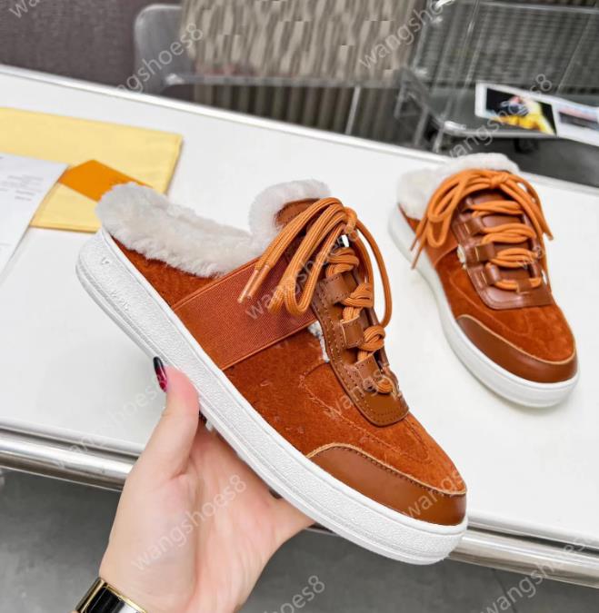 Designer Fashion Femmes Lous Lous Back Sneaker Suede veau Mules en cuir Baotou Slippers Daily tenue chaussures décontractées Taille 35-40