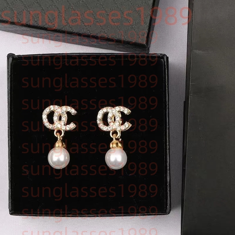 Hot selling fashion jewelry earrings 18K gold-plated silver luxury brand designer letter nail geometric famous women&#039;s round diamond crystal-image-926352896