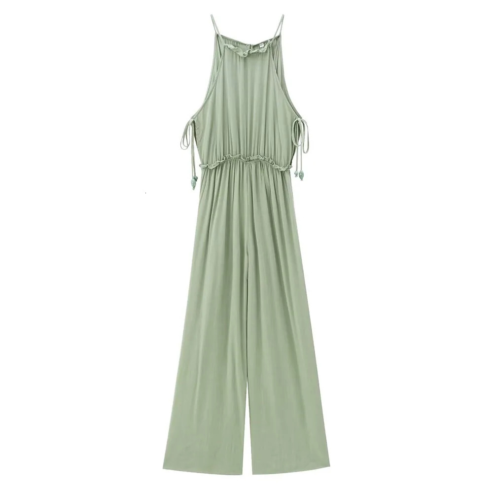 products for autumn Womens fashionable and casual weight loss sleeveless pleated decorative jumpsuit 250427BJ