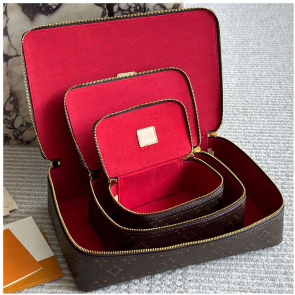 3 tailles Designer Brown Hommes et femmes Assortis Cuir Haute Qualité Stockage Bijoux Maquillage Boîte 45678218 Sac De Voyage Trousse De Toilette