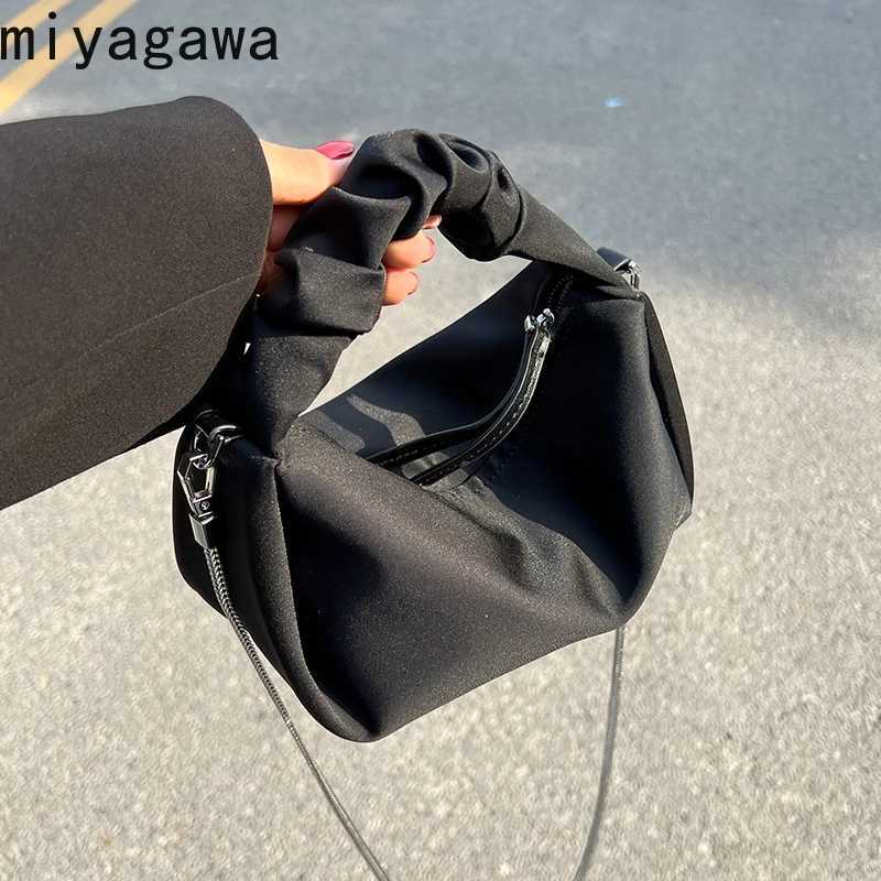 Miyagawa Small Bag Womens 2023 New Handbag Black Chain Cross Body Bag Popular Casual Single Shoulder Cloud BagW250504