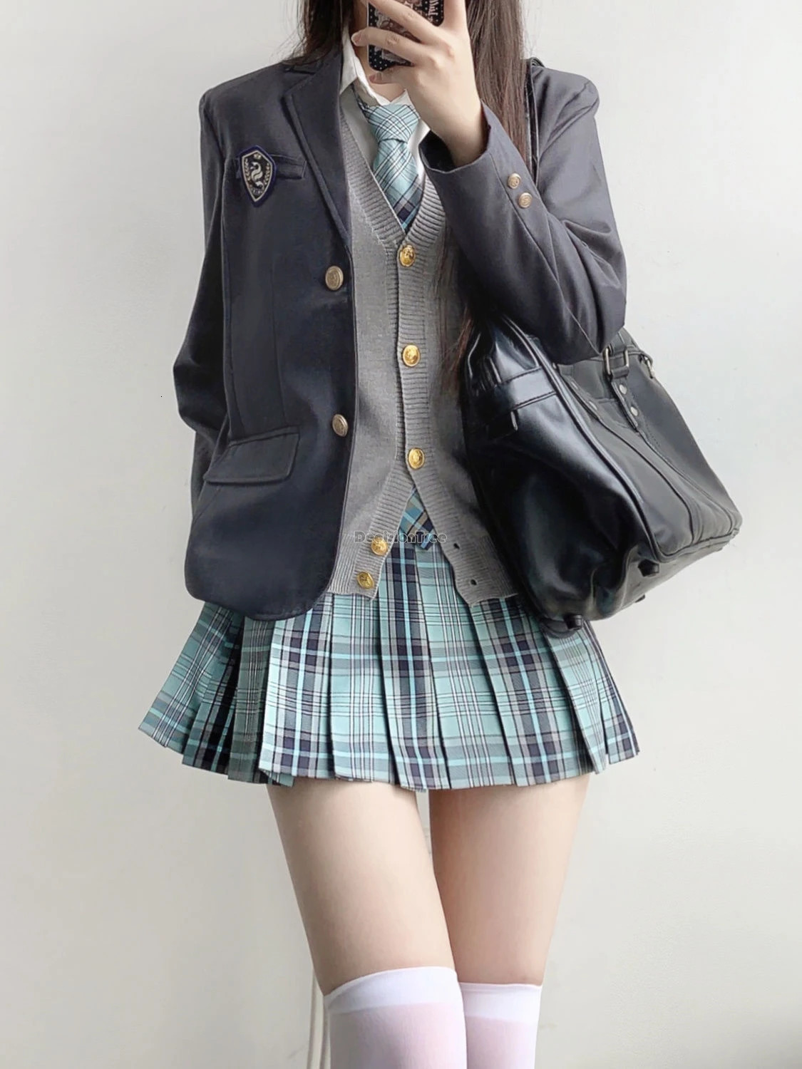 Korean Traditional Japanese Style JK Uniform Set Dress Folded Half Skirt Womens Fashion Retro Full JK Set B216 250427Z