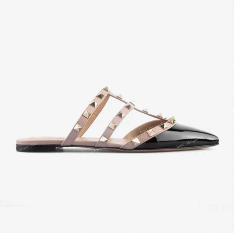 Slippers Fashion Baitou half slipper 2023 new pointheaded rivet high heel shoes for women wear cool trailing Muller shoes flat heel and 6.5cm high h