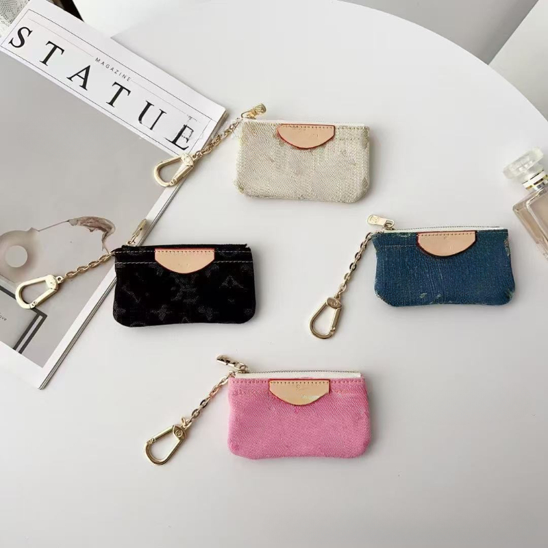 Luxury Denim Coin Purses Card Holders Bag Pendant Zip Mini Wallet