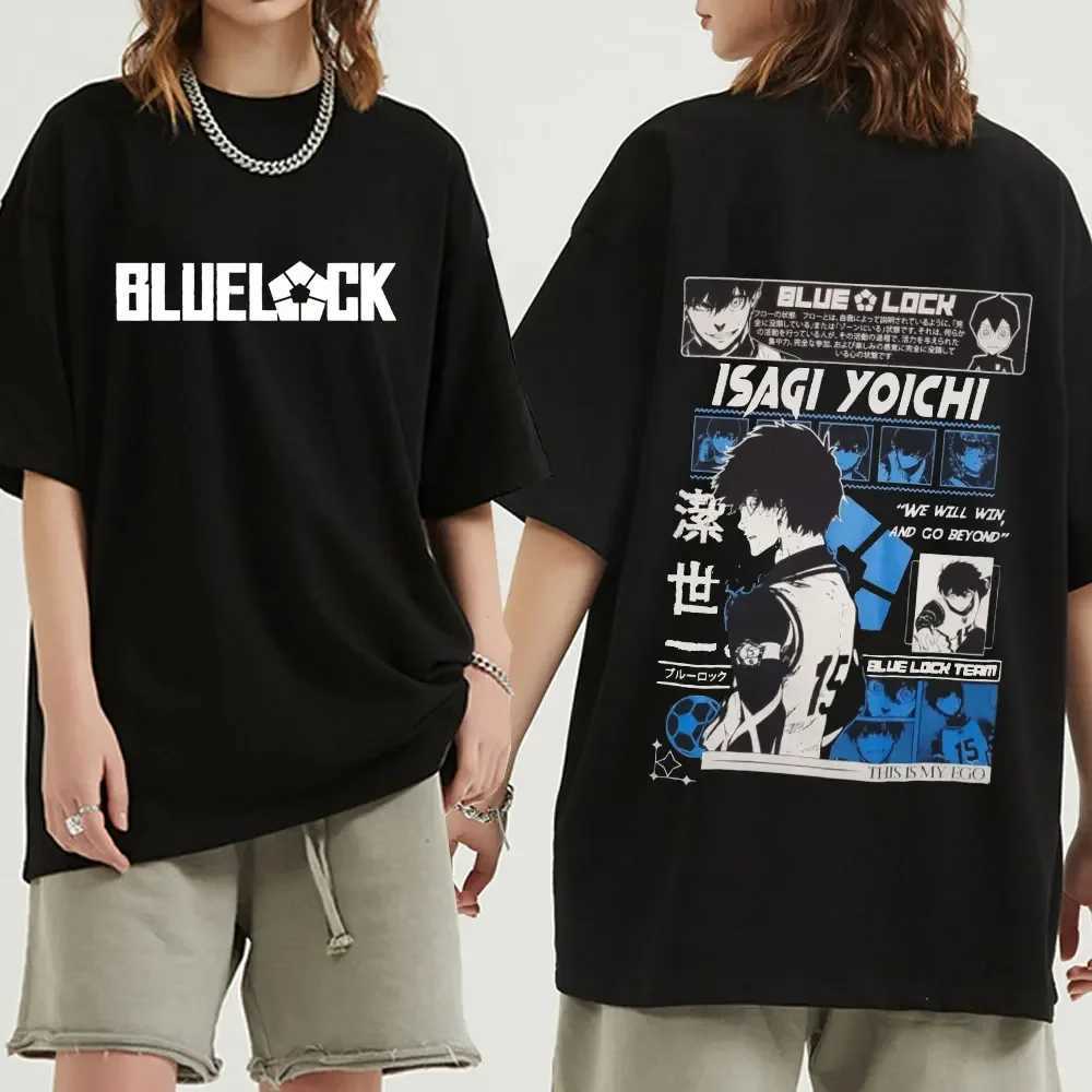 Anime Blue Lock Isagi Yoichi T-shirt Harajuku mens football cartoon graphic street wear short sleeved unisex cool T-shirt W250505