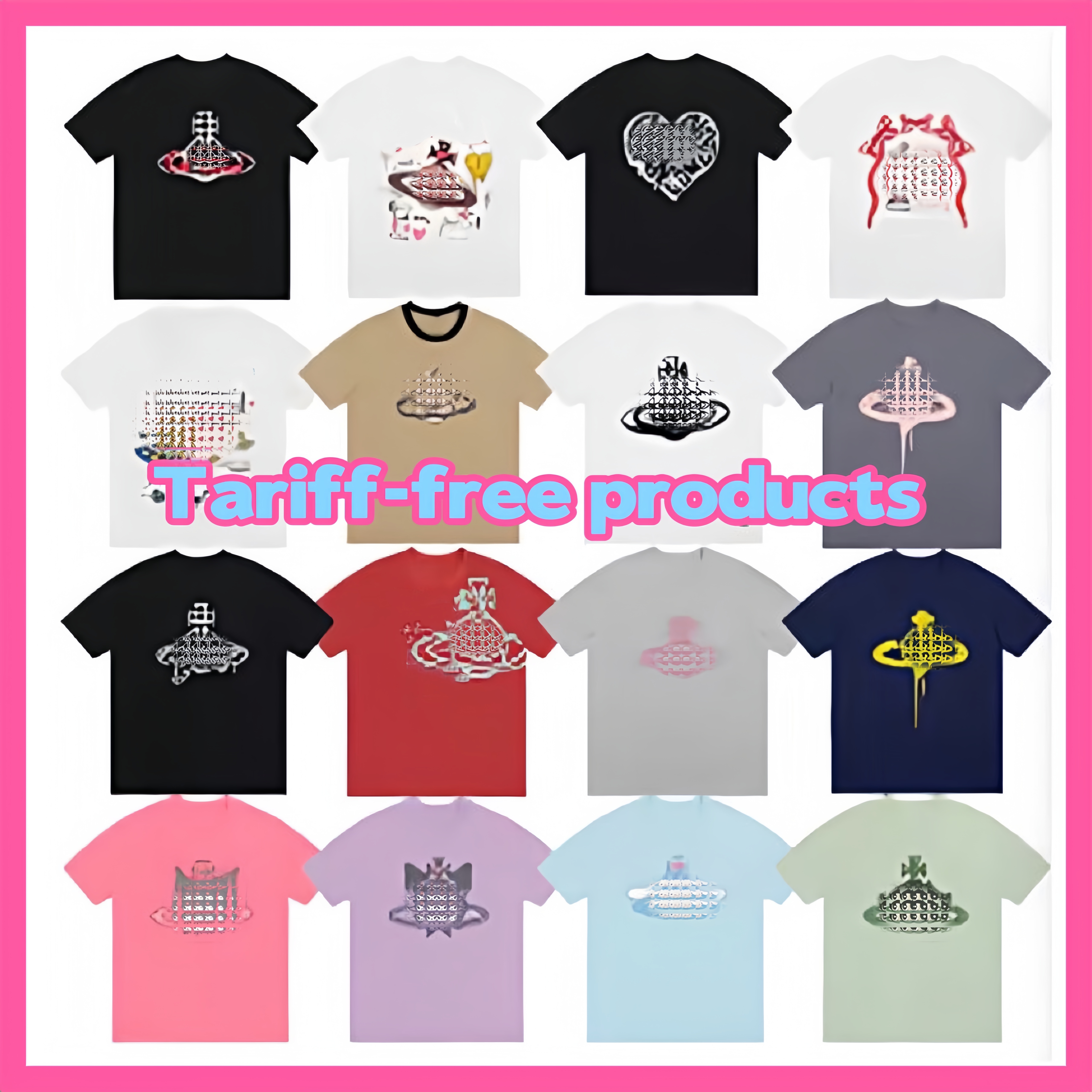 westwoodshirts tee shirt designer men's T-shirt tops letter printed graffiti trend high street top men's and women's casual short