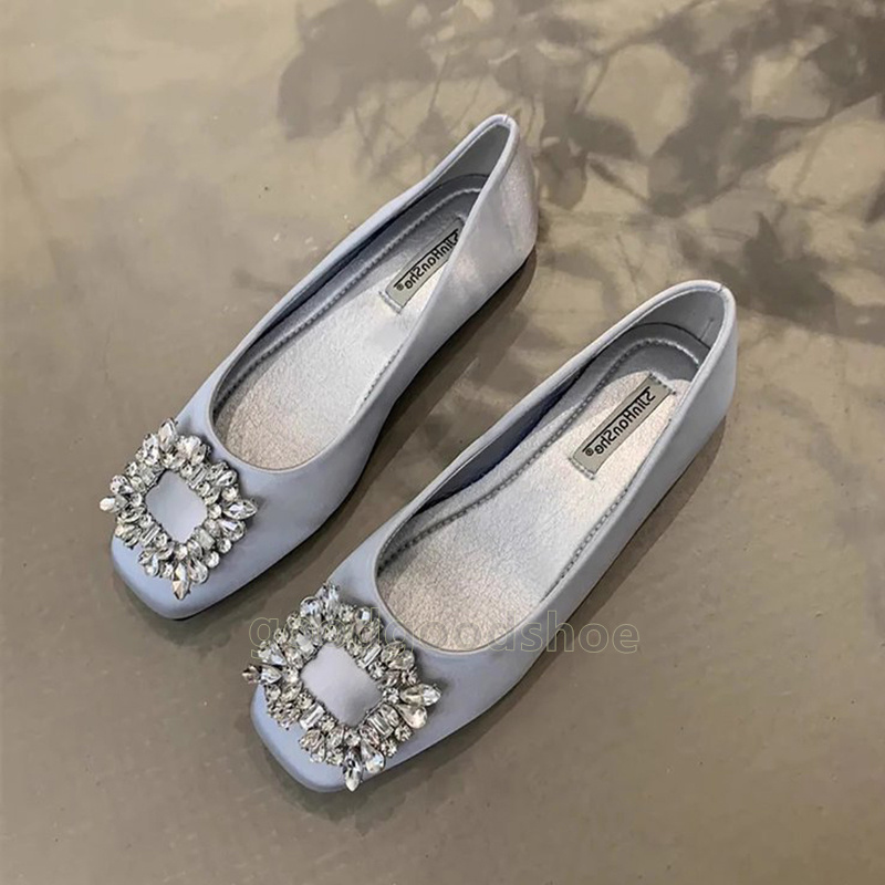rhinestone ballet flats heels loafers womens designer shoes women dress shoes summer glitter satin face elegant daily comfort thin soled shoes