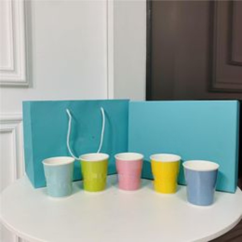 the five colours coffeware sets macaron color 5piece christmas gift bone china home washable handmade artwork-image-857850655