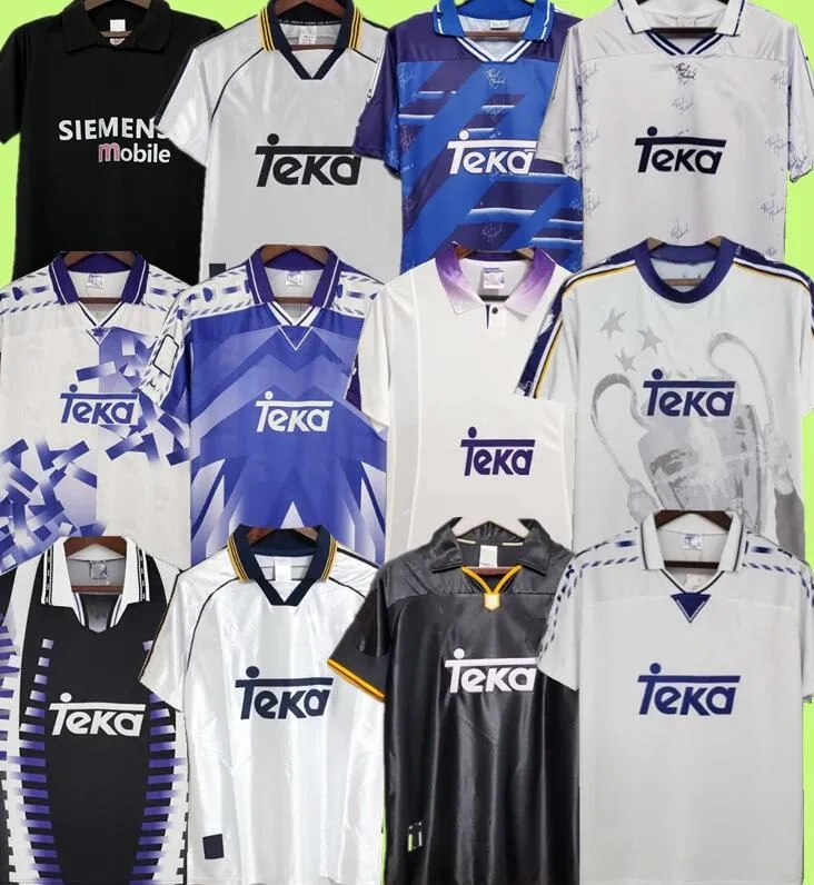 94 95 96 97 Retro Madrids Redondo Soccer Jerseys Real 98 99 00 01 02 03 04 05 Raul Zamorano 2001 2002 home white away blue football Shirts Vintage M