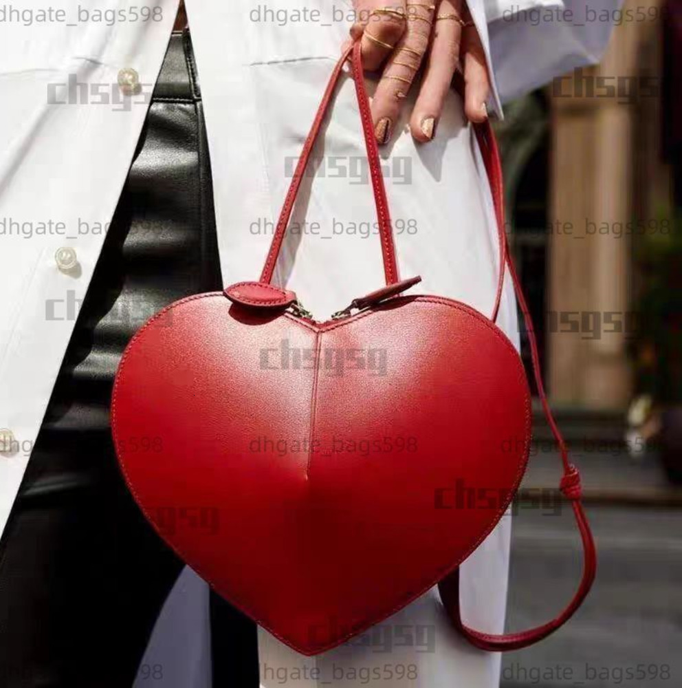 10A Genuine Leather Coeur Shoulder Peach Heart Shaped Cross Body Red Essenger Female Luxury Designer Slim Purses And Handbags Brand Phone Bag For Pa