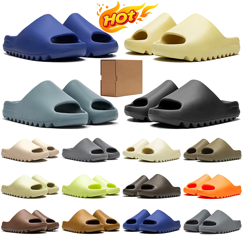 with box designer slippers slides men women black grey sliders sandals mens womens blue green orange slipper slide trainers-image-952674229