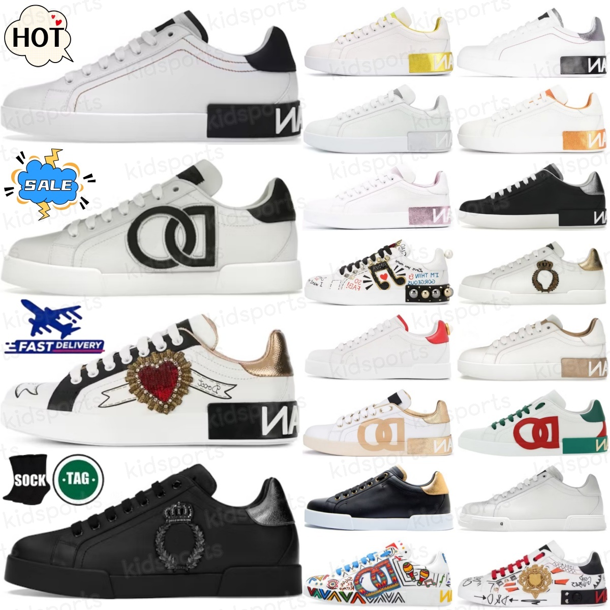 Designer Portofino Sneakers pour femmes chaussures décontractées en cuir classique épaisse semelle épaisse
