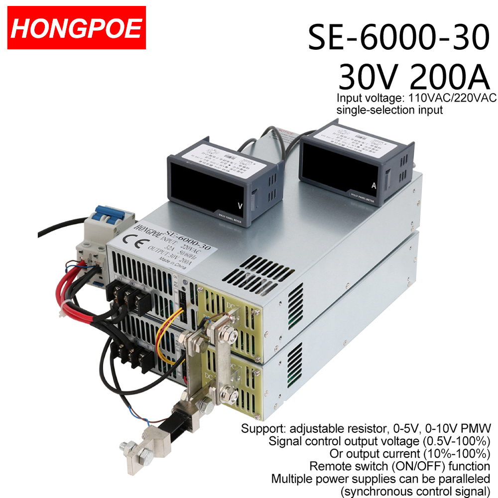 30V 200A 6000W SMPS CE certified adjustable AC-DC power supply, power supply 30V with 0-5V/0-10V PLC/PMW signal control, 0-30V voltage regulator,-image-1109161315