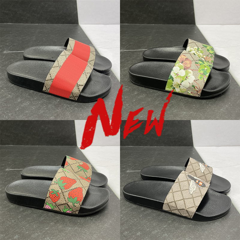 Womens slides sandals mens flats DHgate designer slippers black blue slide beach sandal women summer slipper Canvas green flowers men shoe Fashion l