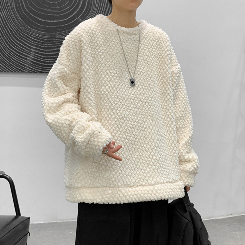 081 Round Neck Sweatshirt for Men Spring and Autumn Style Loose Solid Color
