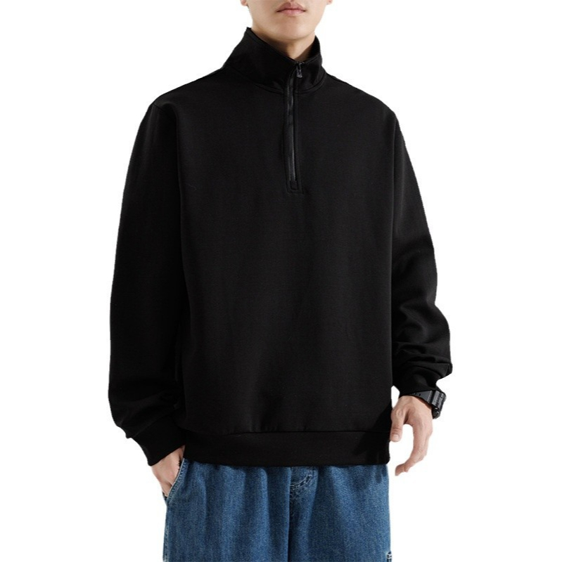 076 Men Wool Sweater Four-pin Thick Warm Round Neck Autumn and Winter Bottoming Knitted