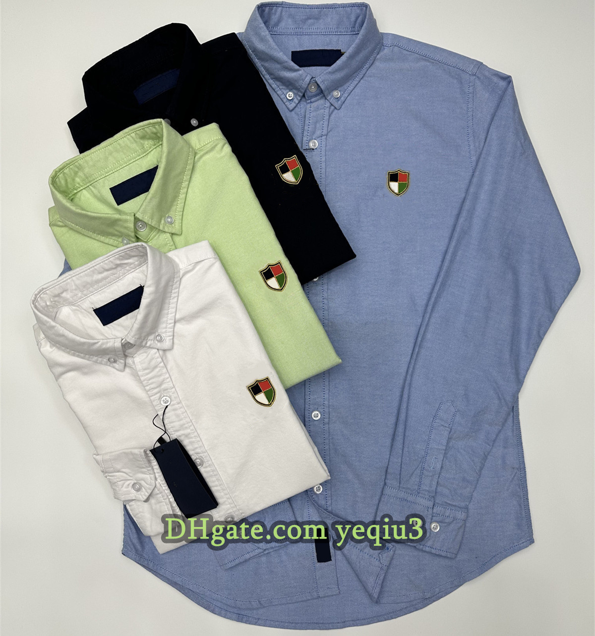 Men Designer Shirts Classic Small Horse Fashion Handsome Embroidered Badge decorate Business Casual Style Plus Size Premium Cotton Plaid Patterns