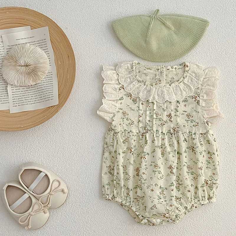 Summer Jumpsuit Baby Girl Bodysuits 0-24M Baby Girl Romper Lace Newborn Infant Jumpsuit Cute Floral Print Ruffle Sunsuit Outfits Y260625FSKX