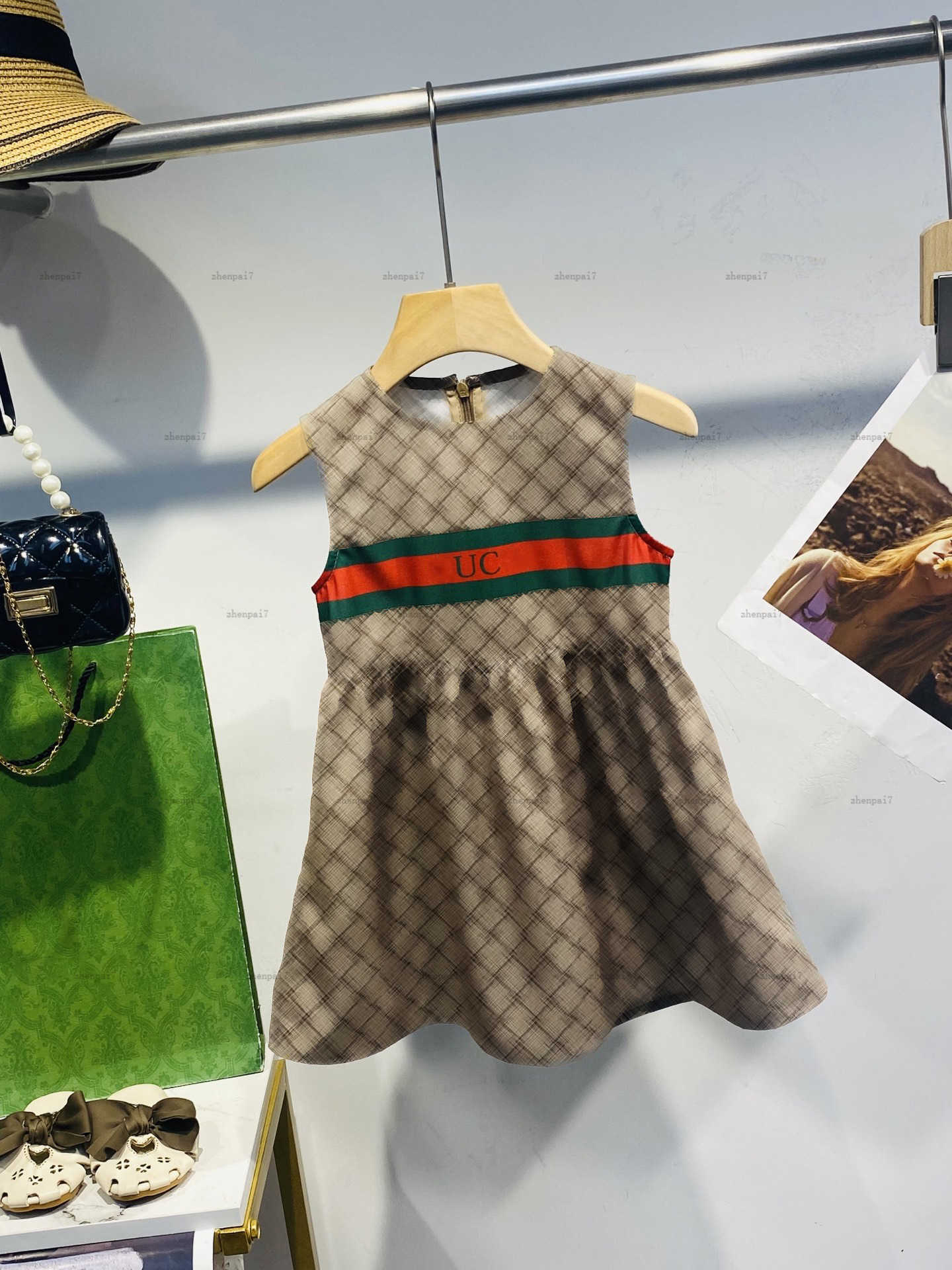 Top sleeveless girls dress Colored stripes Princess dress Summer kids designer clothes logo print baby skirt A014X01N005-image-1056623737