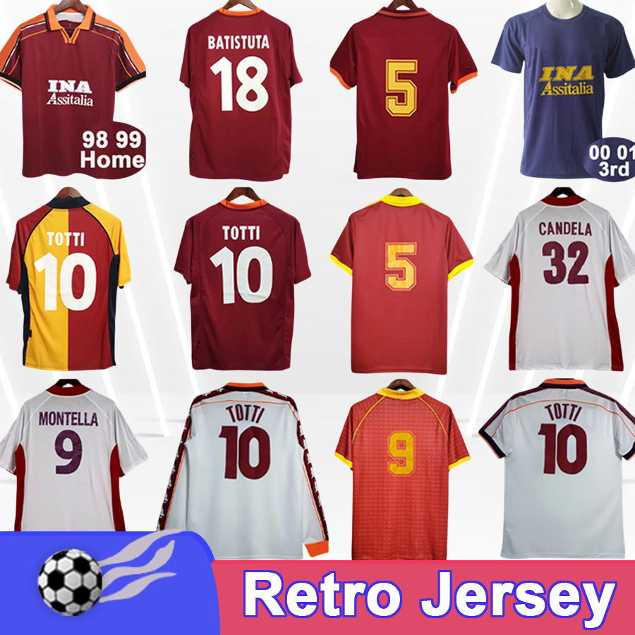 89 90 BATISTUTA Mens Retro Soccer Jerseys CASSANO CAFU SAMUEL TOTTI MONTELLA CANDELA 04 05 Home Away Vintage Football Shirts Short Sleeve Uniform-image-972927018