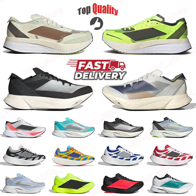 2025 Nouvelle Arrivée Adizeros Adioss Pro 3 Chaussures de course Citron Noir Noir Noyau Gris Cristal Sable Pure Teal Boston 11 12 Hommes Femmes C
